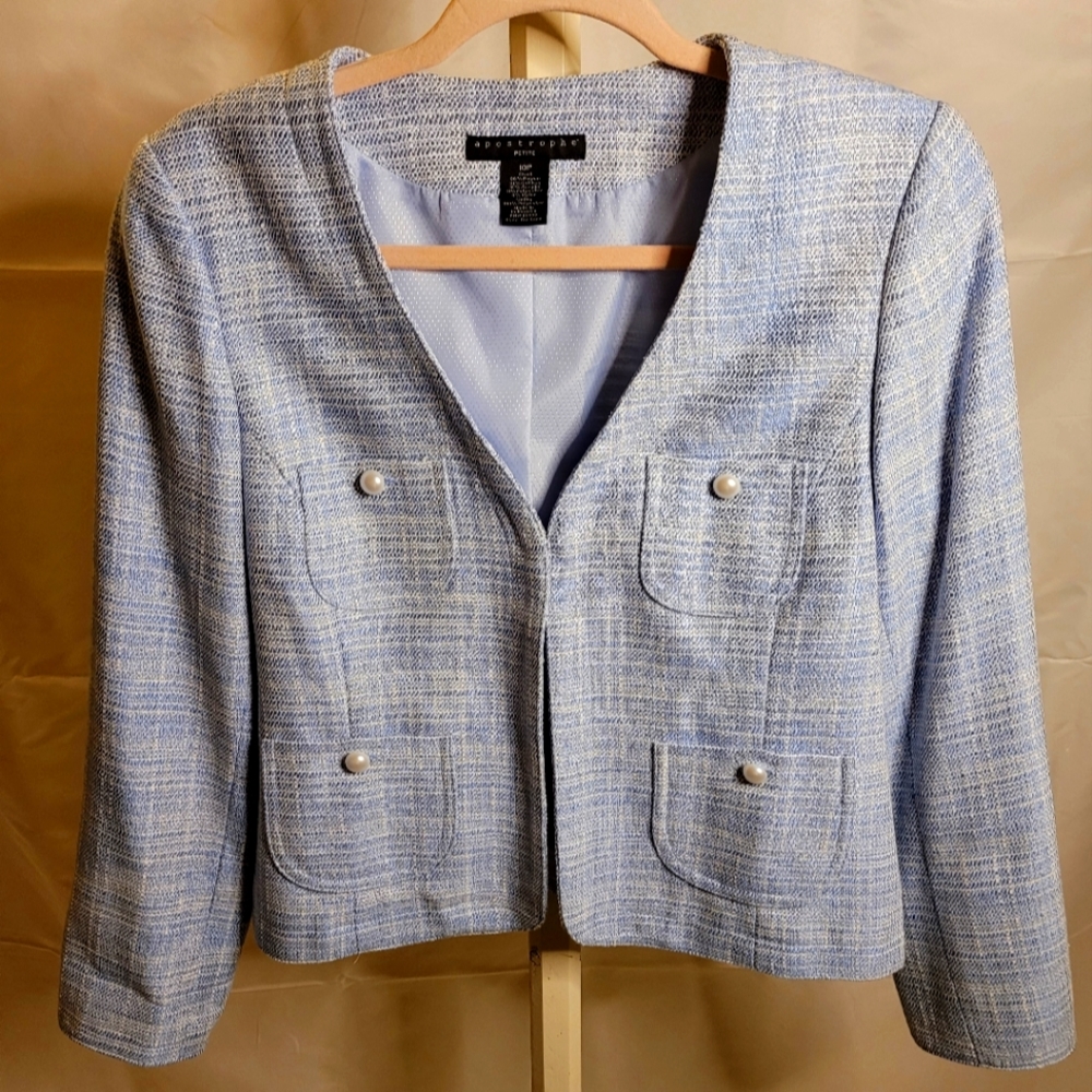 Apostrophe Petite Light Blue Blazer Size 10P